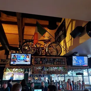 a bicycle on the wall