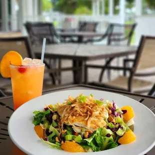 Mandarin Chicken Salad with a cocktail