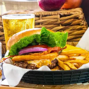 Hole in One Burger served with Fries