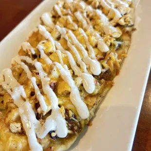 Chicken Bacon Ranch Flatbread!!! I&apos;m addicted! This is a new menu item.