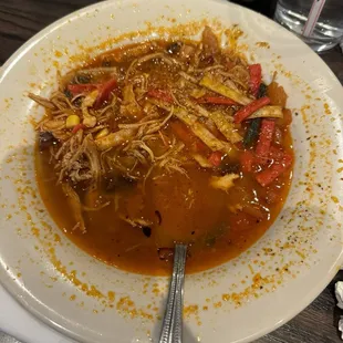chicken tortilla soup----this is a very good treat (add hot sauce if you want a kick, but it's not needed)