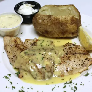 Baked Tilapia with Tarragon Hollandaise Sauce