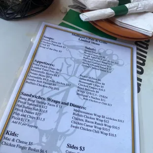 menu