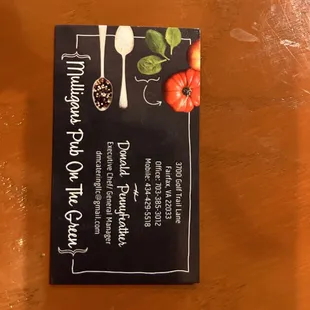 Donald Pennyfeather Catering Business card