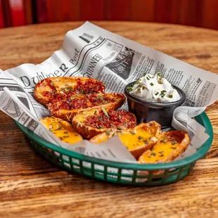 Homemade Potato Skins! Vegetarian Optional, Order without the Bacon!