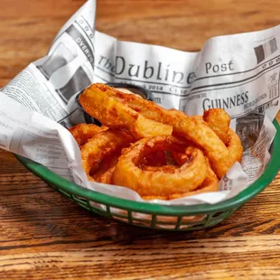 onion rings in a basket