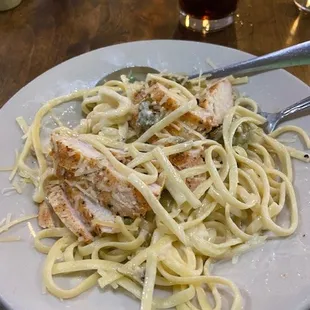Creen Chili Fettuccini Alfredo with Chicken