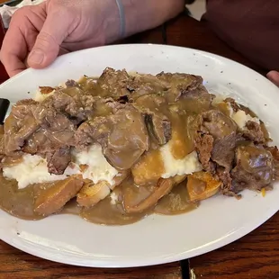 Open faced Roast beef sandwich