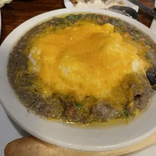 This is shepherd pie, I really hate to tell you what amazing smells are wafting off of this because we will have to wait for a table.