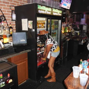 a woman at a bar
