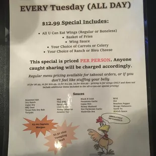 They still have a wing special on Tuesdays