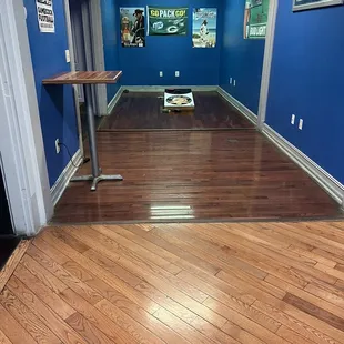 The 'corn hole' room, popular in the winter