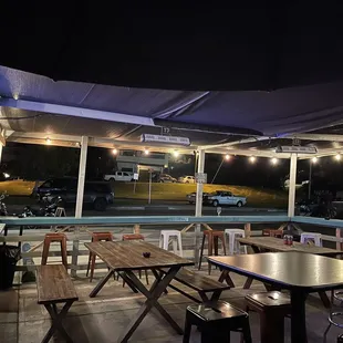 the outside seating area