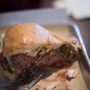 medium rare jalepeno popper burger, too delicious to start with a picture