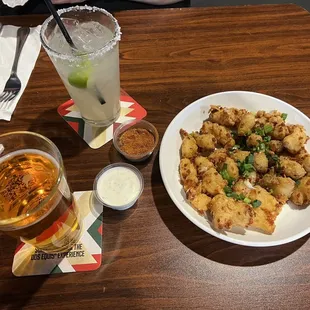 Miller Lite, margarita, Beer Battered Curds  Perfect starters for great conversation...