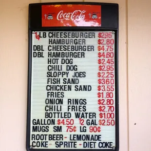 a menu for the restaurant