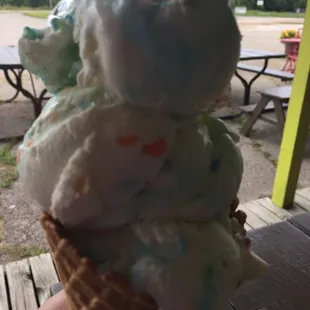 Small birthday cake ice cream cone