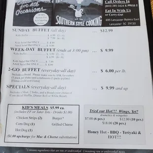 Menu as of 11-7-22
