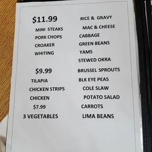 Menu as of 11-7-22