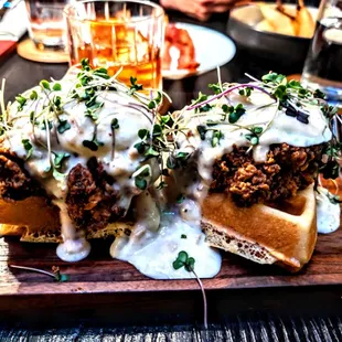 Chicken and Waffle Benedict