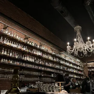 a chandelier hanging from the ceiling