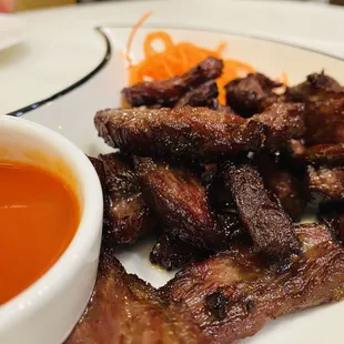 Sun dried beef with sriracha and carrots