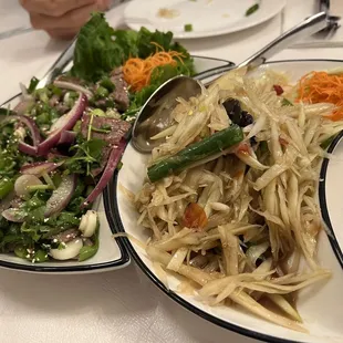 Papaya salad and nam tok