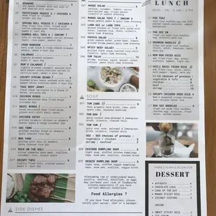 Partial lunch menu