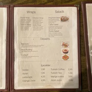 menu