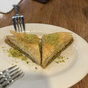 Baklava cut in half