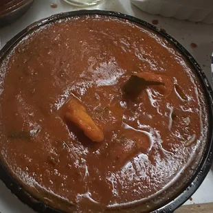 a pan of food on a table