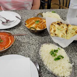 Chicken Tikka Masala, Malai Kofta and garlic naan.
