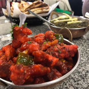 Gobi Manchurian and Palak Paneer