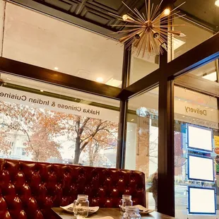 a view of a restaurant from the window