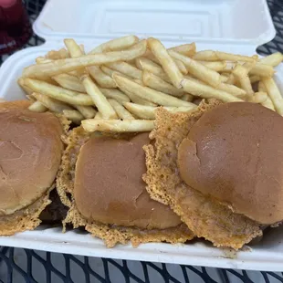 Butter Burger Sliders and fries