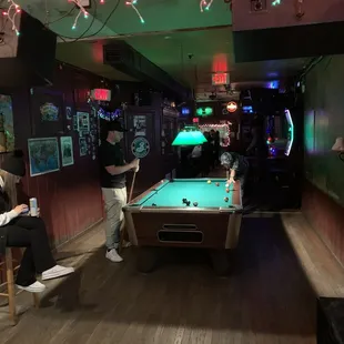 a pool table in a pub