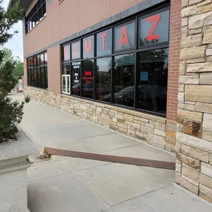 the entrance to the restaurant