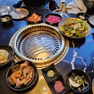 The table with all needed condiments