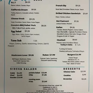 menu