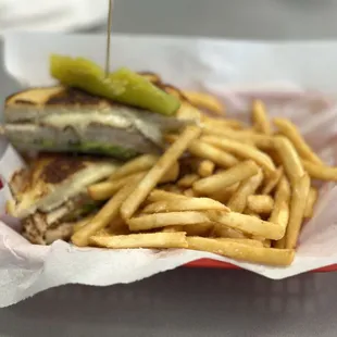 a sandwich and french fries