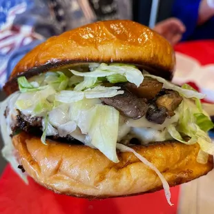 Don&apos;t you wish you were eating this Jalapeño, mushroom burger?