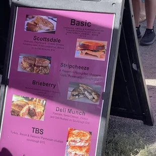 a menu for a sandwich