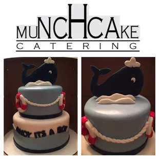 Baby shower nautical theme cake in fondant