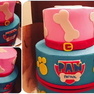 Paw Patrol cake in buttercream and fondant accents
