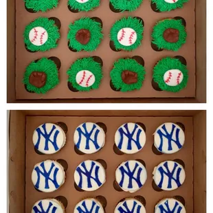 Baseball cupcakes