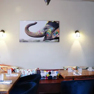 an elephant's head on the wall