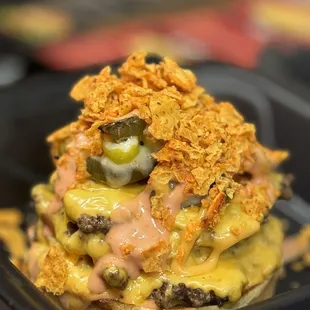 Cheesey jalapeno triple smash burger