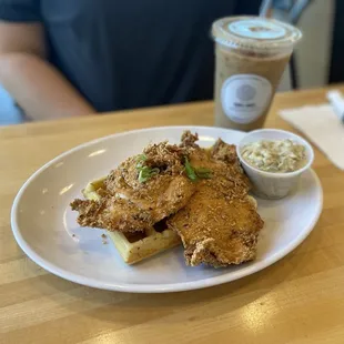 OG Waffles and Chicken with gravy on the side - $13