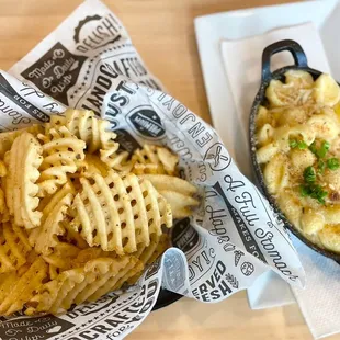Waffle Fries + Mac N Cheese
