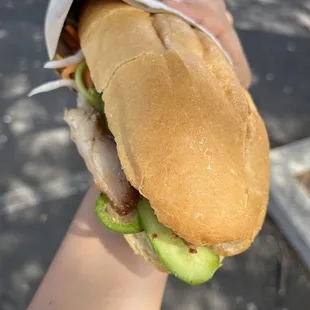 $15 Spicy honey chicken banh mi